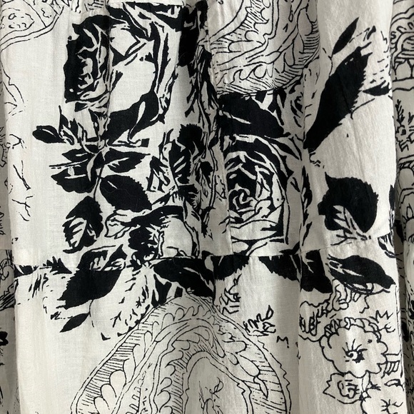Women’s Tiered Skirt, Medium, Black/White, Floral - Picture 3 of 3